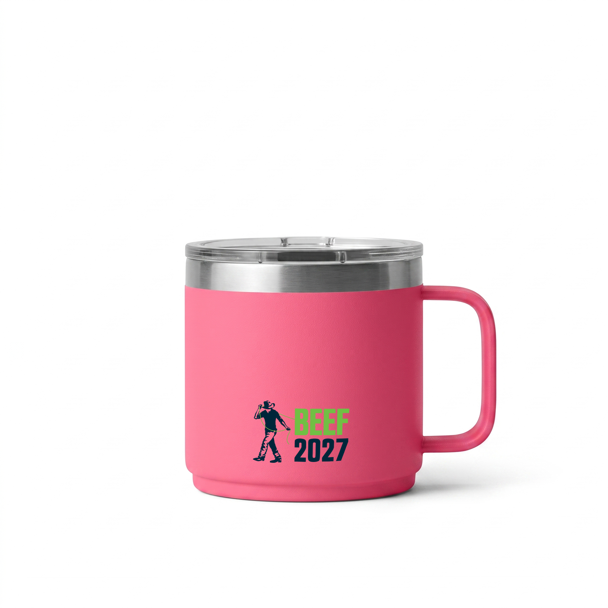 Beef Australia 2027 pink insulated cup with handle