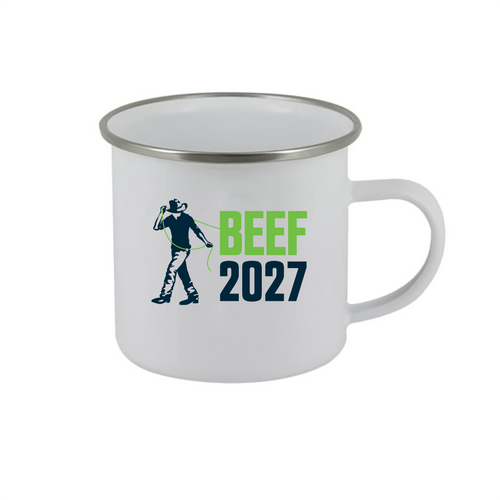 Beef Australia 2027 white enamel mug