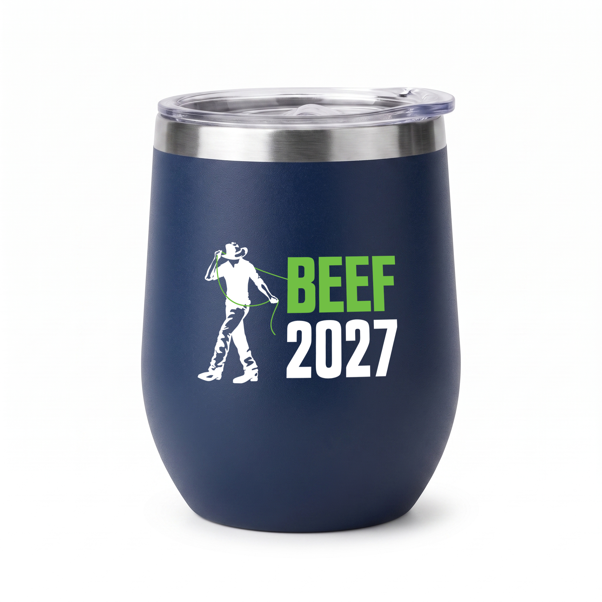 Beef Australia 2027 navy insulated wine goblet 295ml