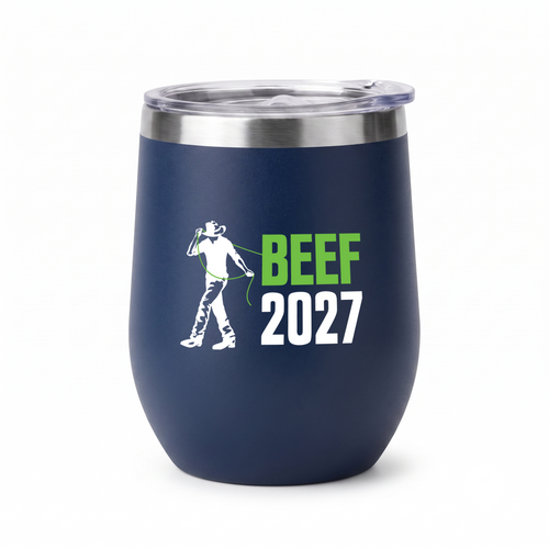 Beef Australia 2027 navy insulated wine goblet 295ml