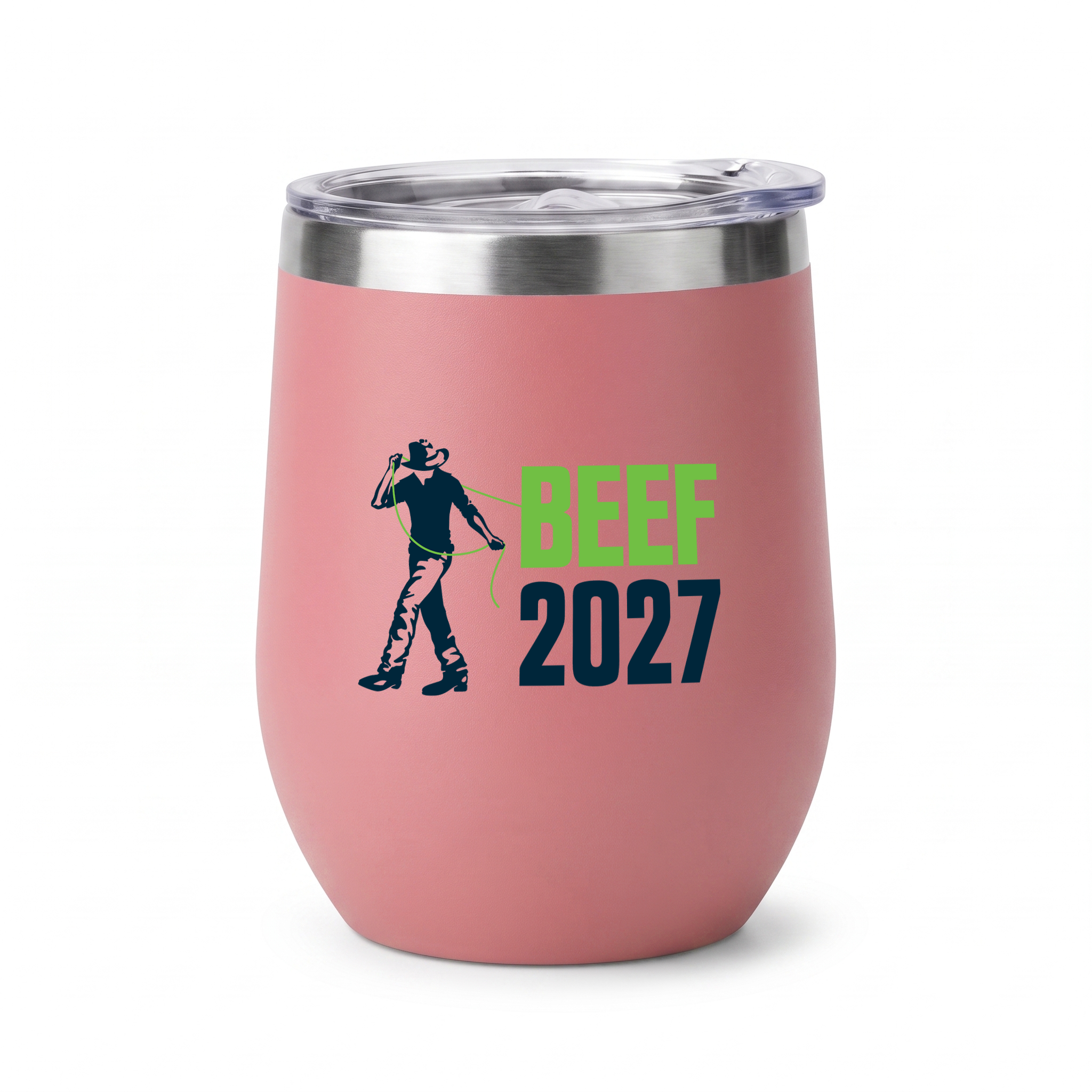 Beef Australia 2027 pink insulated wine goblet 295ml